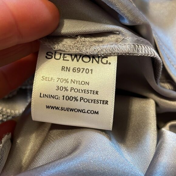 Sue Wong Embroidered Cocktail Dress Silver 2 - Picture 5 of 5